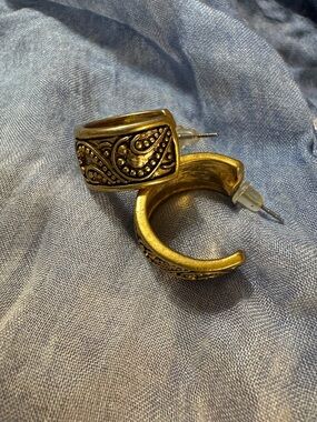 Gold-Tone Textured Hoop Earrings